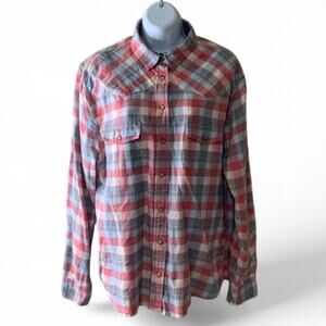 Jachs Girlfriend Bea Flannel Plaid Shirt Women L Long Sleeve Chest Pocket Preppy